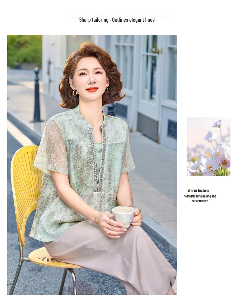 Stylish Summer Short-Sleeve Suit Set for Women 50+