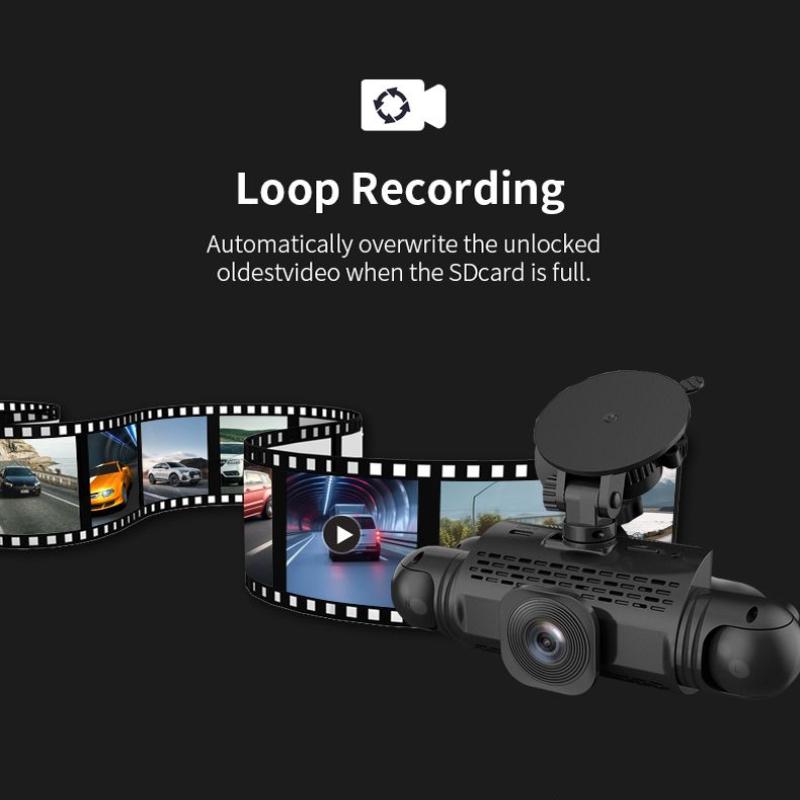 Dash Cam per Auto 3/4 Canali Scatola Nera Telecamera di Guida FHD Anteriore Sinistra Destra Posteriore Visione Notturna Registrazione in Loop