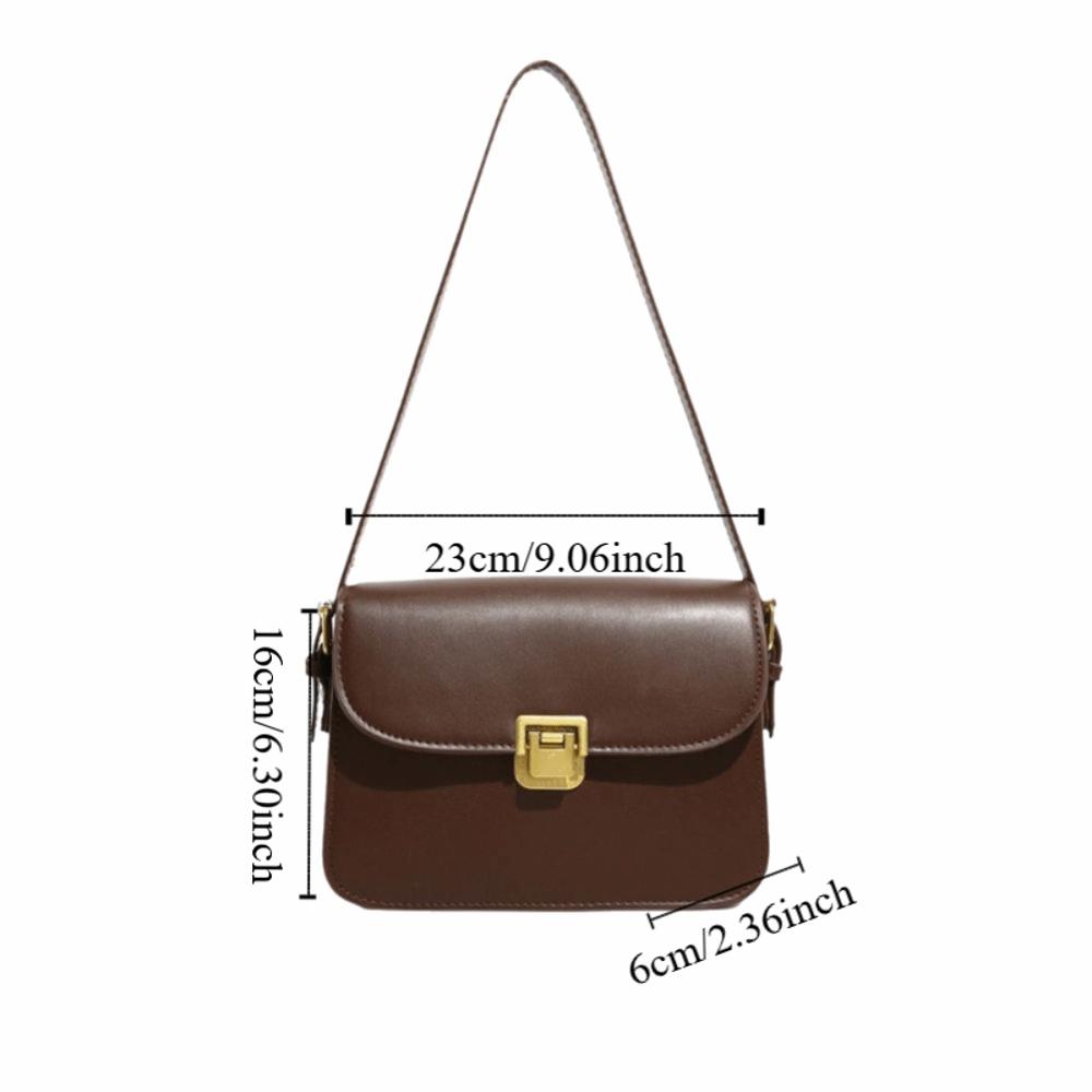 Solid Color Small Square Bag PU Leather Women's Armpit Bag Korean Buckle Shoulder Bag  Shooping