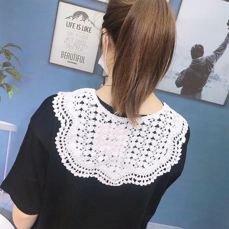 Vintage Palace Style Women False Fake Collar Hollow Out Crochet Lace Half Shirt Necklace Shawl Bowtie