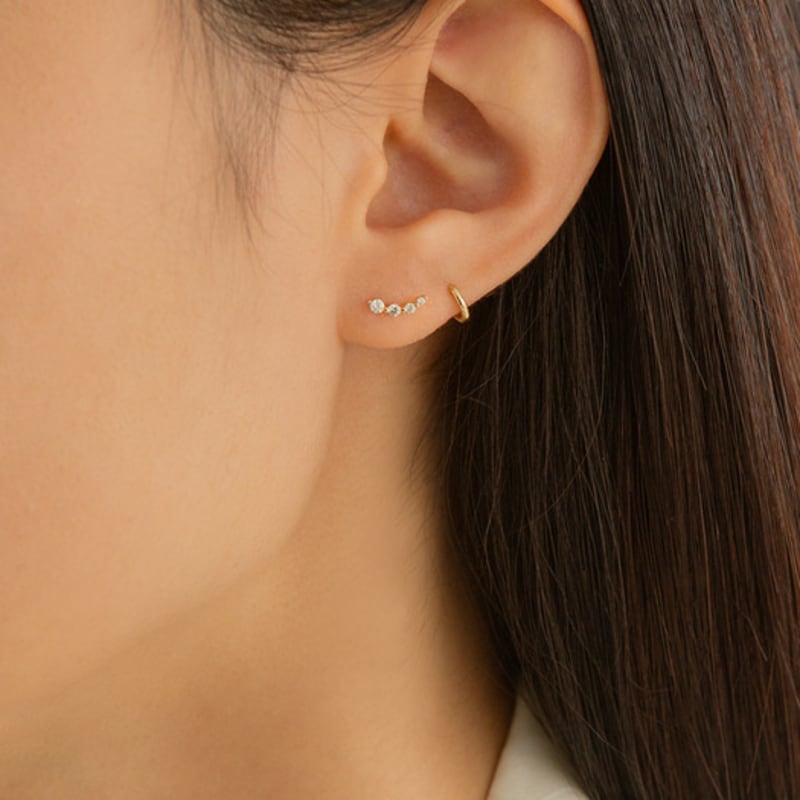 LUNNE 14k Milky Way Curved Stone Piercing (14k Gold) #LFPI04
