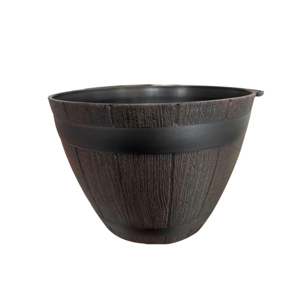 Breathable Round Flower Pot No Deformation Flower Bucket Ornament Simulation Wood Barrels  Yard