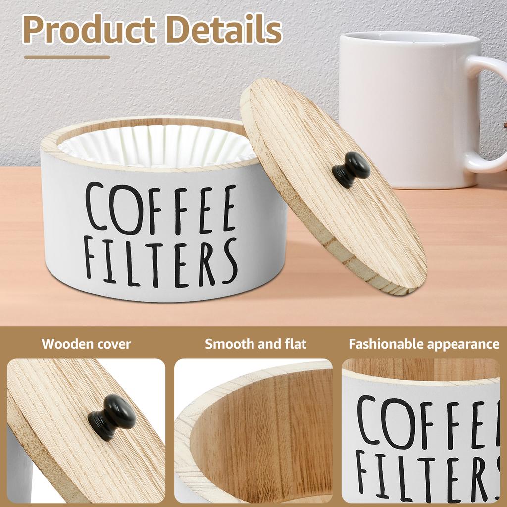 Wooden Coffee Filter Storage Container with Lid Multipurpose Sturdy Coffee Filter Dispenser for Coffee Shops and Households