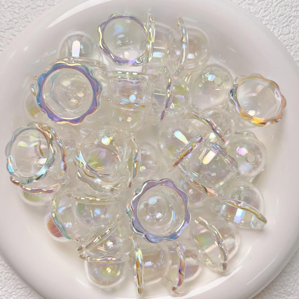 10pcs DIY Flower Bead Caps Transparent Keychain Pendant New Petal Charms Beads  Earring Jewelry