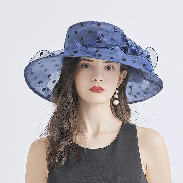2025Newest Hot Fashion 1Pcs Mesh Ruffles Flower Women Kentucky Derby Wide Brim Wedding Church Occasional Organza Sun Hat