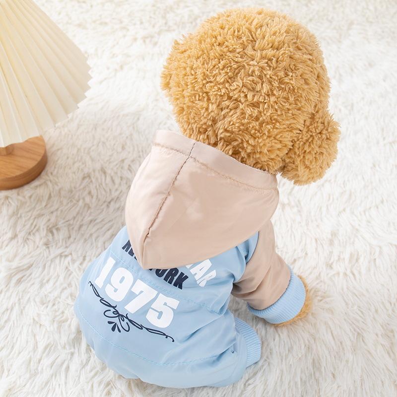 Dog Clothes for Autumn and Winter, Four-Leg Windproof New Cotton Coat for Teddy Cats and Pets