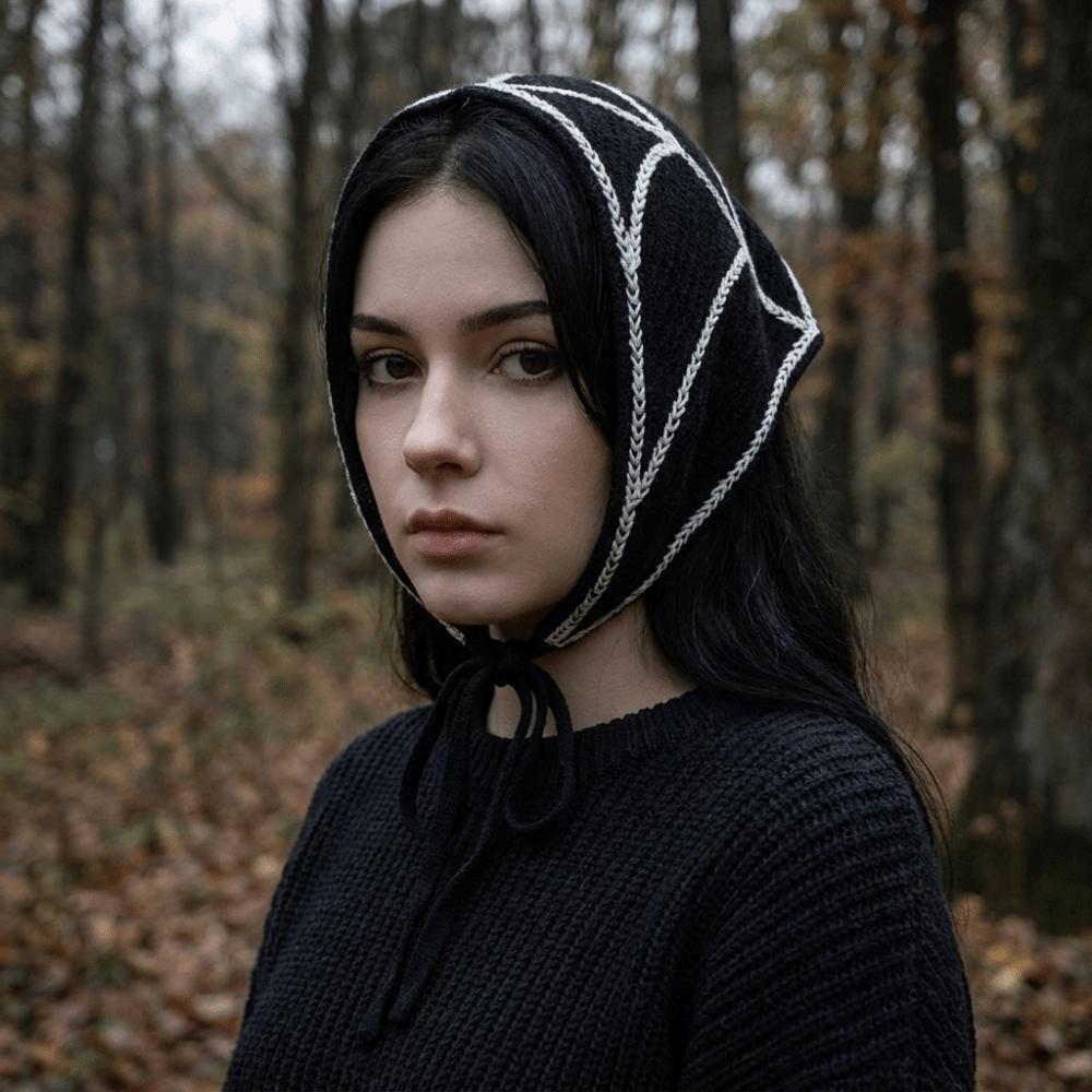 Bat Triangle Scarf Cotton Material Knitted Hollow Headband Halloween Headscarf Women Girls