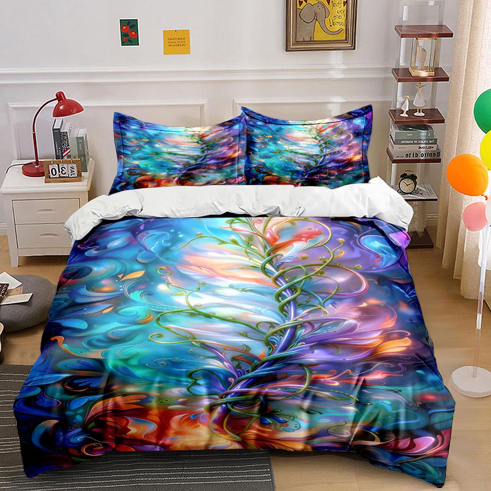 Colorful swirling floral vine. Bedding sets Duvet cover sets Duvet covers Pillowcases(1* Duvet Cover 2* Pillowcases without duvet insert) 135x200cm
