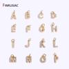 14K Gold Plated Brass Cubic Zirconia Crystal 26 Letters Charms Pendants for Women Necklace Earring Making Jewelry Accessories