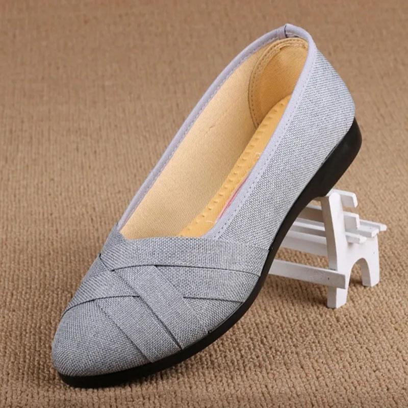 

Старая пекинская тканевая обувь, женские туфли на одинарной платформе, черная повседневная обувь, нескользящая дышащая рабочая обувь, туфли на плоской подошве 35 серый
