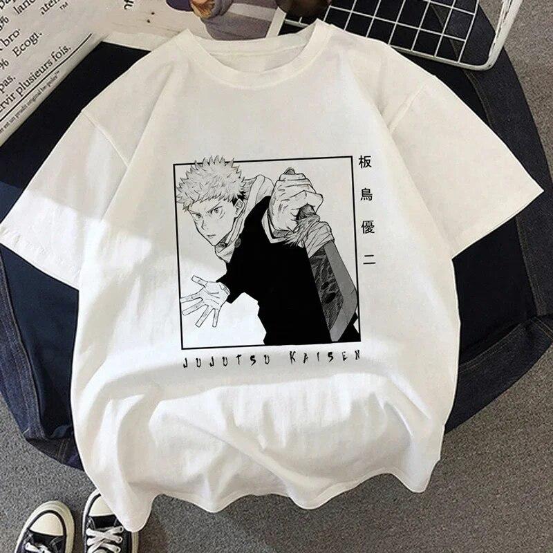 Jujutsu Kaisen T-Shirt Neue japanische Anime Unisex Kawaii Sommer Tops Yuji Itadori Graphic Tees Ulzzang Lose Cartoon Unisex Unisex T-Shirt