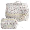 Rose Bow Floral Makeup Bag - Portable, Fresh Design, Perfect for Travel and Storage