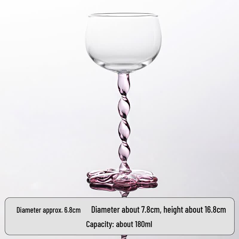 OLOEY Pink Vintage-Style Wavy Glass Champagne Flute