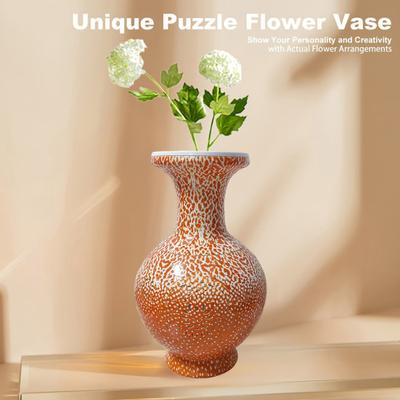 200 Teile/satz 3D Puzzle Vase mit LED Licht DIY Handgemachte Jigsaw Puzzle Blumenvase Kinder Erwachsene Pädagogisches Puzzle Vase Gebäude Spielzeug Dekoration