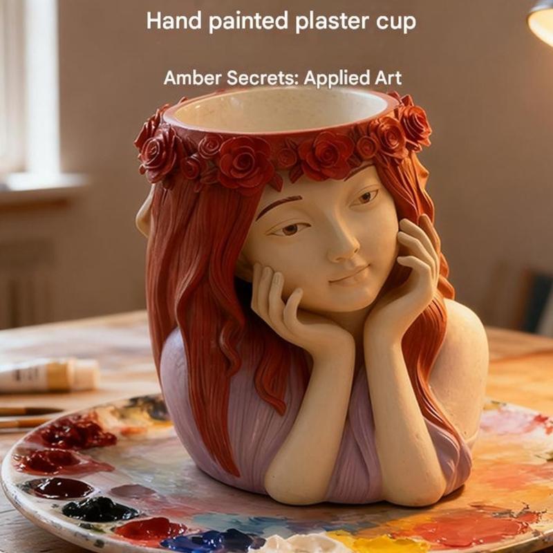 Multipurpose Silicone Girl Mold Silicone Texture for Resin Cement Creations Decorative Planter and Craft Containers