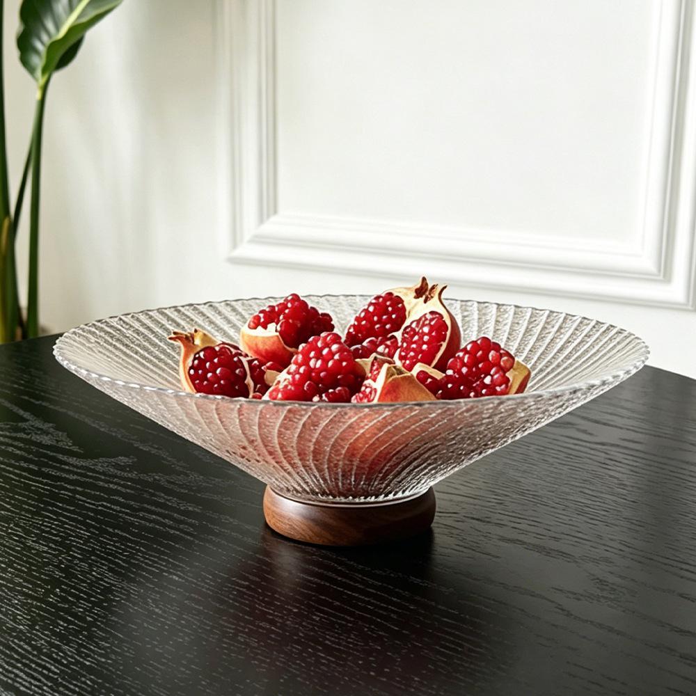 Elegant High-Footed Glass Fruit Bowl for Living Room - Stylish Candy Dish & Snack Display Plate