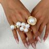 Baroque Metal & Pearl Ring Set: European-American Style