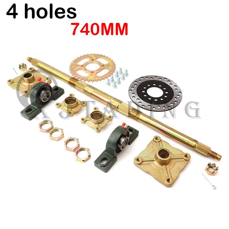710MM 740MM Rear Axle Assembly with Carrier & Hubs 110cc 125cc 150cc Quad ATV Go karts Dune Buggy 4 hole 3 hole