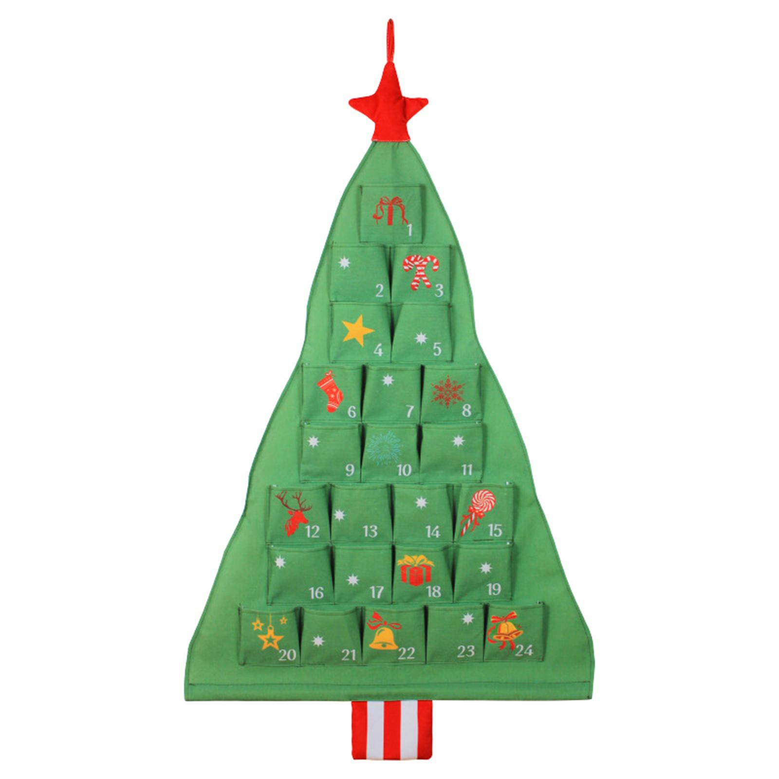 

Xmas Tree Advent Calendar Empty Cloth Ornaments 24 Days Countdown Calendars Reusable Wall Hanging Household Festival Decorations 1Pcs