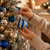 74 Pieces Blue and Silver Christmas Tree Ornaments Ornament Set with