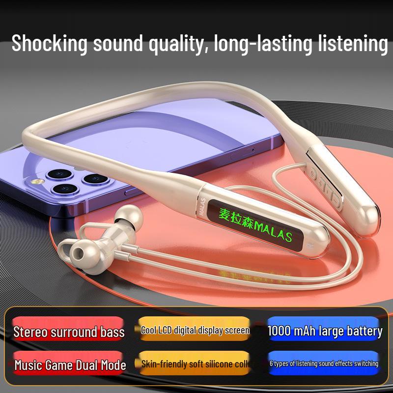 Premium Neckband Wireless Bluetooth Headset: Ultra-Long Battery, High-End Sound, Noise Cancelling In-Ear Sport Earbuds