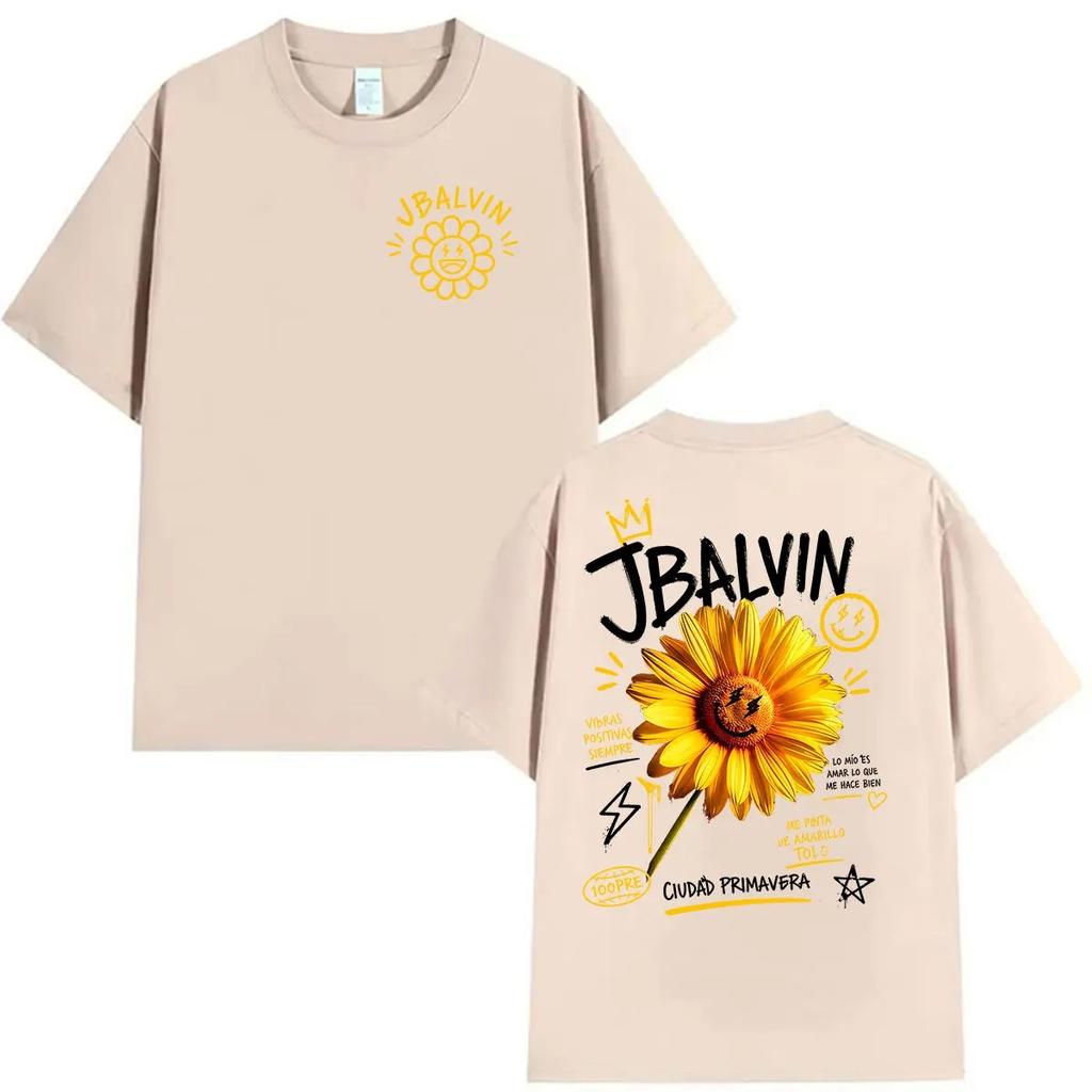 J Balvin Ciudad Primavera Album 2026 T-shirt Stampa Fronte/Retro Uomo Donna Moda Vintage T-shirt Oversize T-shirt in Cotone Gotico