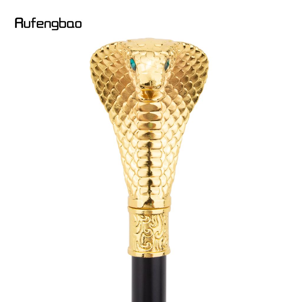 Goldener Luxus Kobra Schlangengriff Mode Gehstock für Party Dekoration Gehstock Eleganter Krummstab Knauf Gehstock 94cm