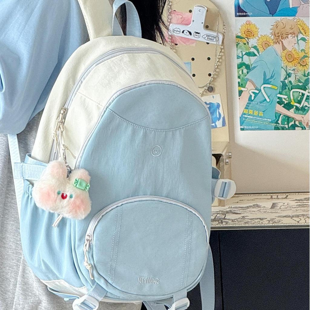 School Bag 2025 New Lightweight Travel Backpack Casual Ins Contrasting Color Backpack College Student Versatile Sweet School Bag