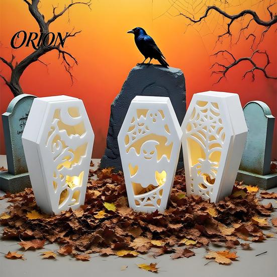 Resin Casting Molds Halloween Coffins Lampshade Silicone Mold, DIY Hollow Ghost Spider Bat Food Grade Crafts Gypsum Cement Epoxy Mold Handmade