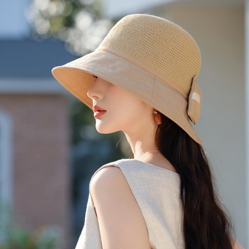 Sun Hat Children Fashion Four-Leaf Clover Sunscreen Bucket Hat Outdoor Breathable Bow Holiday Beach Hat