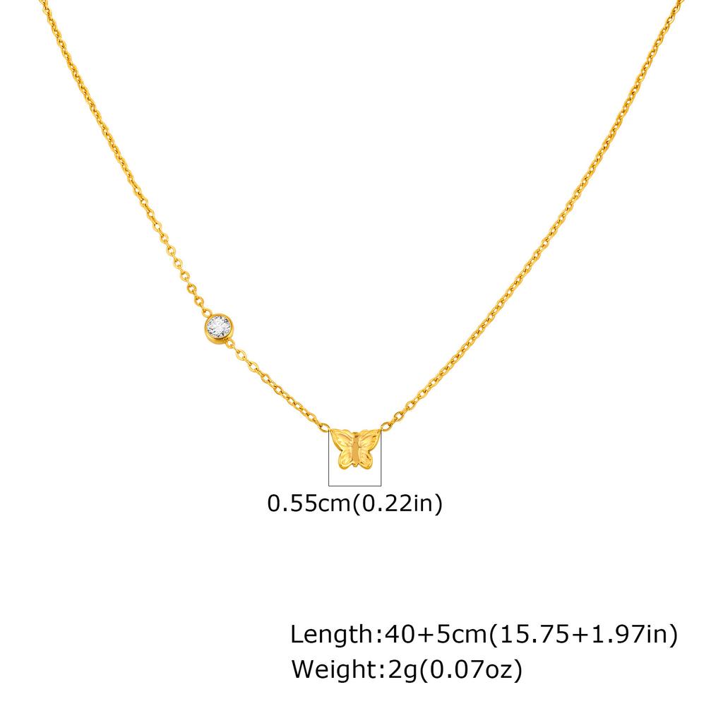 Jewelry Stainless Steel Butterfly Cross Heart Zircon Gold Necklace Women'S Jewelry Nc-2274