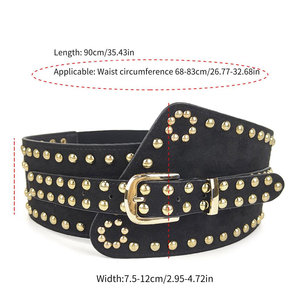 Pin Buckle Waist Belt for Women Ladies Underbust Corset Fashion Female Stretch Waist Strap with Rivet for Prom Party