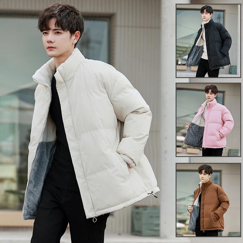 2025 autumn and winter new stand-up collar cotton-padded clothes bag clothes urban trendy brand couple models double wear velvet cotton-padded jackets