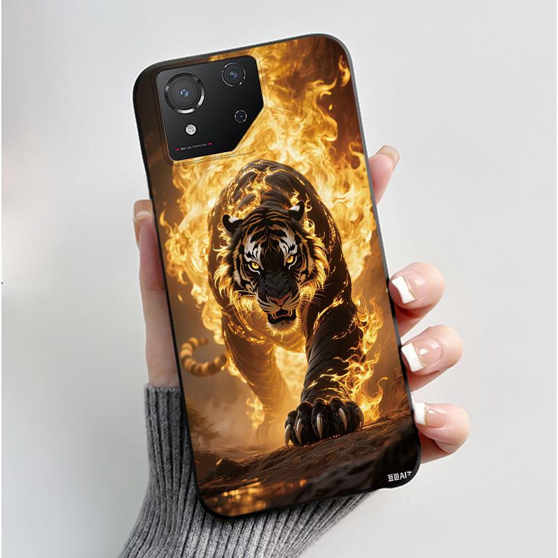Casing For Asus ROG Phone 8 Phone8 ROG8 Pro Case Luxury Dragon Cute Cool Boys Girls Slim Black Matte Soft TPU Back Protect Cover