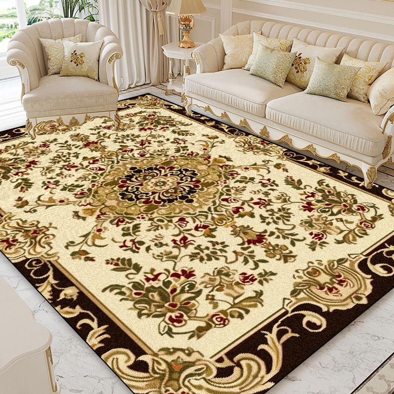 European Style Home Decoration Rugs Living Room Retro Flower Carpet Hall Sofa Large Area Rug Non-slip Room Doorway Soft Foot Mat