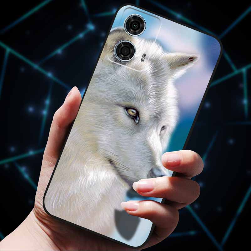 Pentru Motorola Moto G24 Power Carcasă Silicon Lup Leu TPU Moale Carcasă Telefon Pentru Moto G24 Power Capac Spate Desene Animate Carcasă Rezistentă la Șocuri