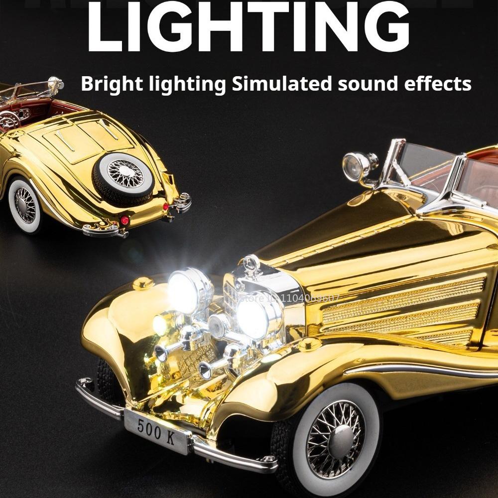 1:24 500K Atlantic Cars Toy Alloy Models with Light Sound Doors Opened Miniature Car Wheel Steering Vehicles Collect Souvenirs