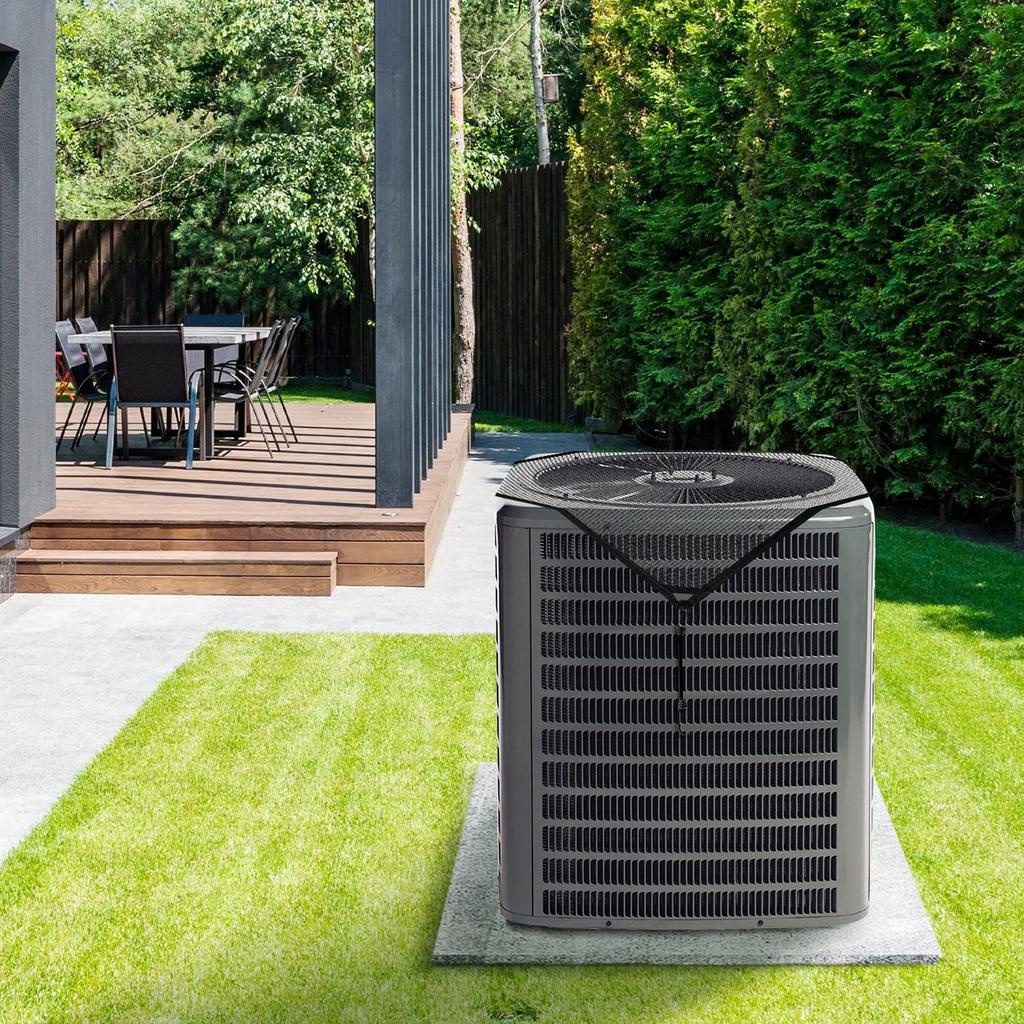 28"x28" Air Conditioner Cover AC Unit Top Mesh Cover for Outside Unit with Bungee Cords, Leaf Guard Mesh Air Conditioner Cover