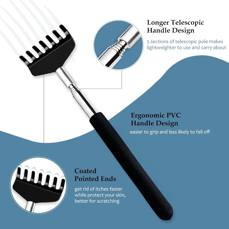 2/4 Pcs Set, 7-Prong Rake Head Back Scratcher & Pet Brush – Stainless Steel Dual-End Tool for Personal Itch Dog/Cat Grooming