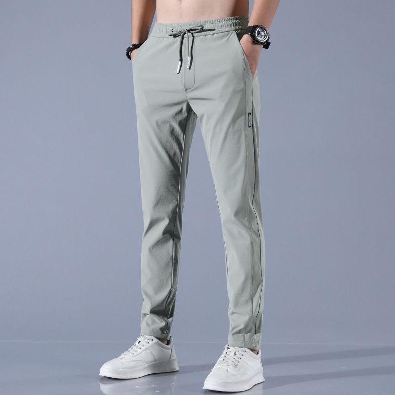 Men's Summer Casual Pants Thin Straight Color Matching Personalized Trend Ice Pants