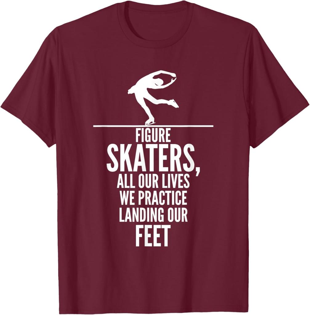 Figure Skaters Practice Landing Funny Graphic TShirt Casual Cotton Tee for Skaters