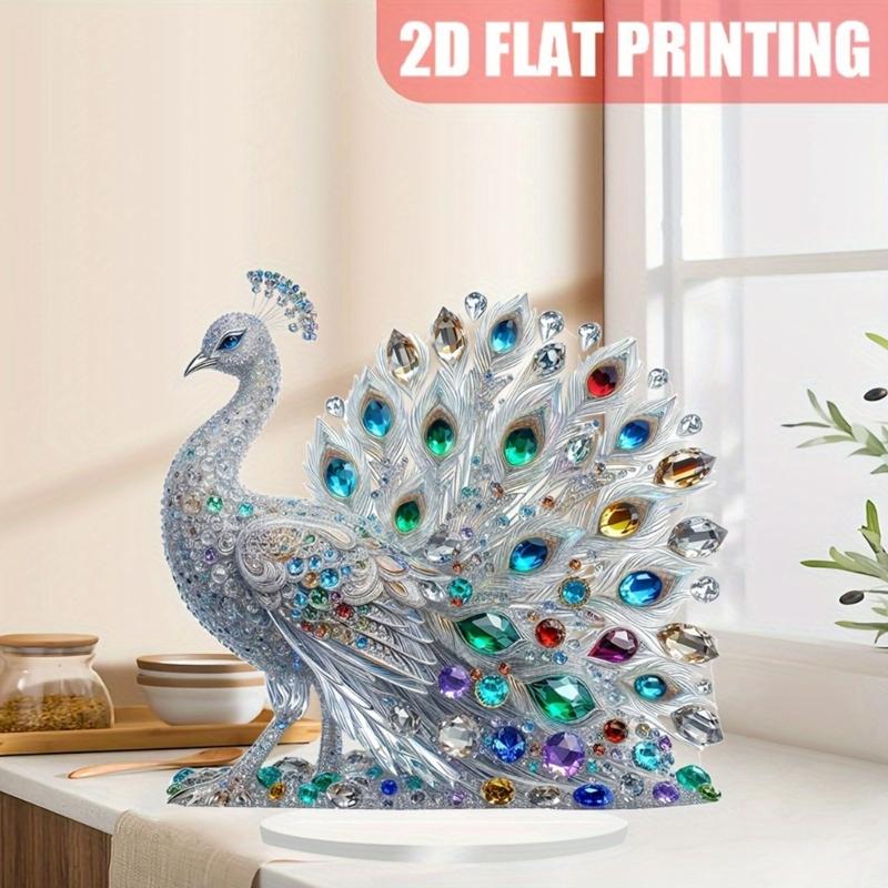 Animal Statues Decorative Ornament for Living Room,Home,Office Decors Acrylic Peacocks Figurines Tabletop Centerpieces