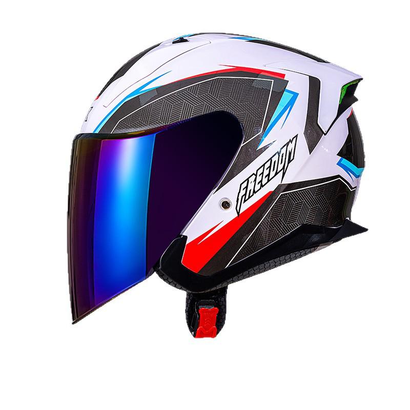 2026 Men s Motorcycle Helmet 3/4 Double Visor—Stylish, All-Season Protection XL