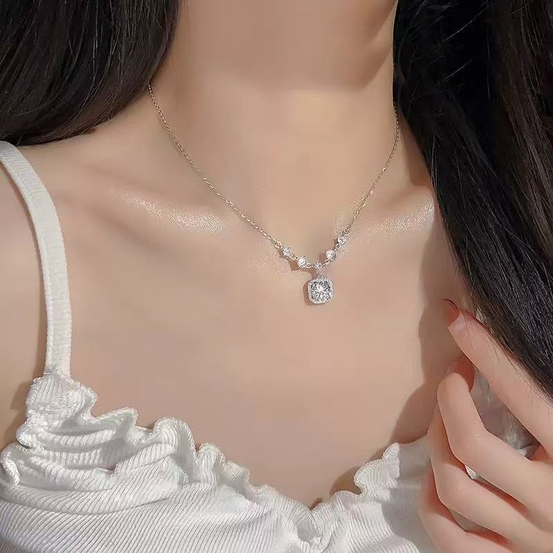 French pearl broken silver necklace women's summer light luxury niche high-end temperament neck chain new collarbone chain