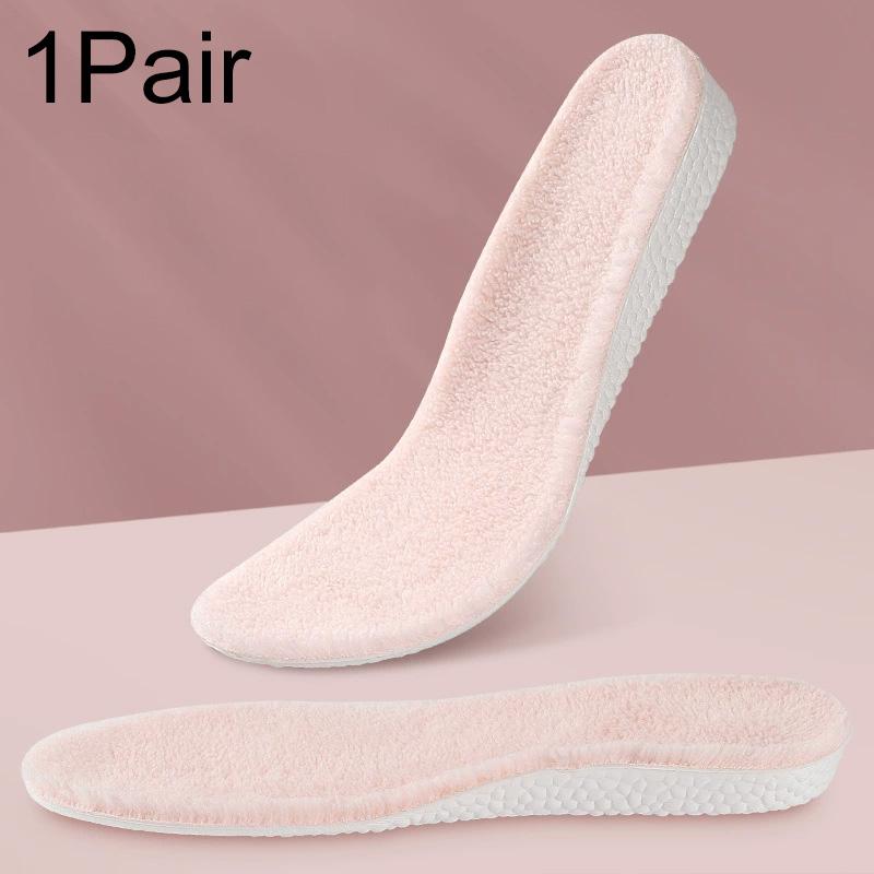 

1 пара флисовых стелек для обуви с вентиляцией, зимние теплые, мягкая подошва, эластичные хлопковые стельки, унисекс, обрезаемые 39 розовый