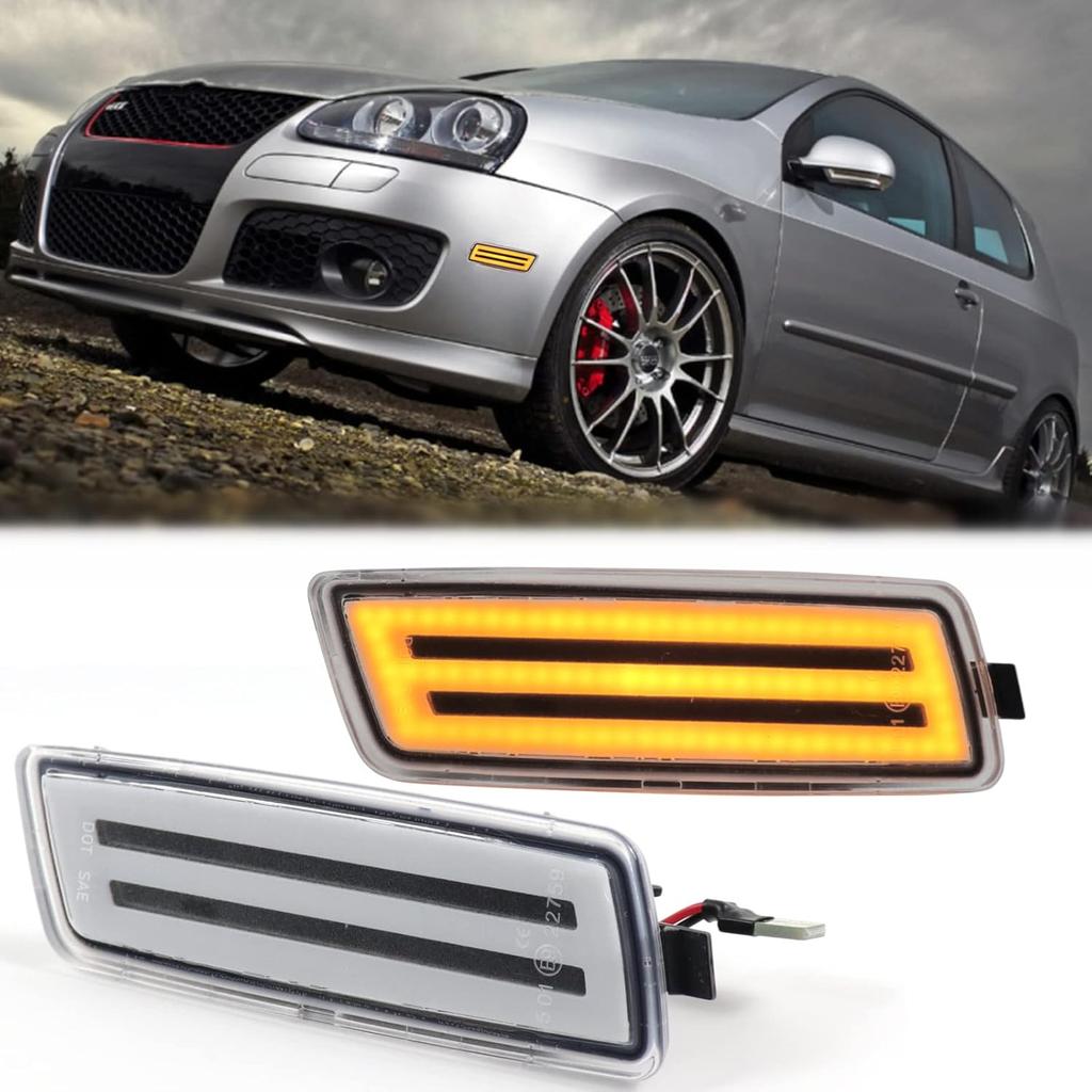 Smoked Lens Amber Full LED Front Side Marker Light for Volkswagen 2006-2009 MK5 Golf GTI Rabbit 2005-2010 Jetta 2008 R32