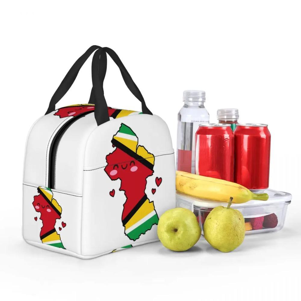 Guyana Flag Map Smile With Love Insulated Lunch Bag for Women Children Leakproof Food Boxes Thermal Lunch Box Tote