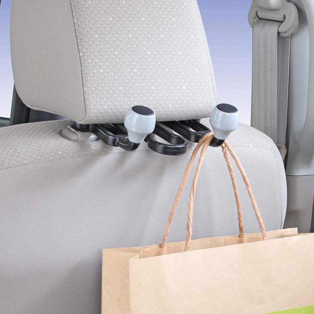 Napolex Fizz-1091 Double Arm Hook for Cars, Easy Installation Just Through Headrest Stays, Load