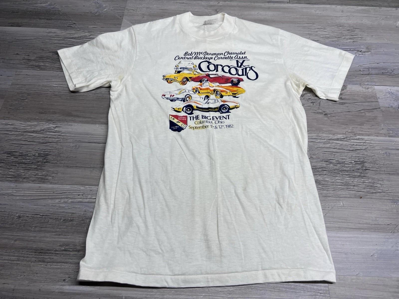 

Vintage 80s Chevrolet Corvette Tee Car Show Single Stitch Sz M Buckeye Concours M