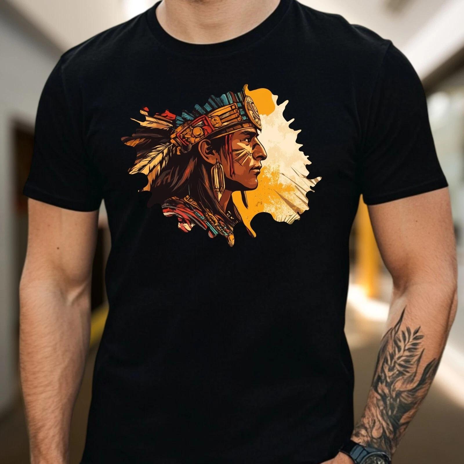 T-Shirt Herren Aztekischer Krieger Motiv Baumwolle Größe S bis 5XL XXL